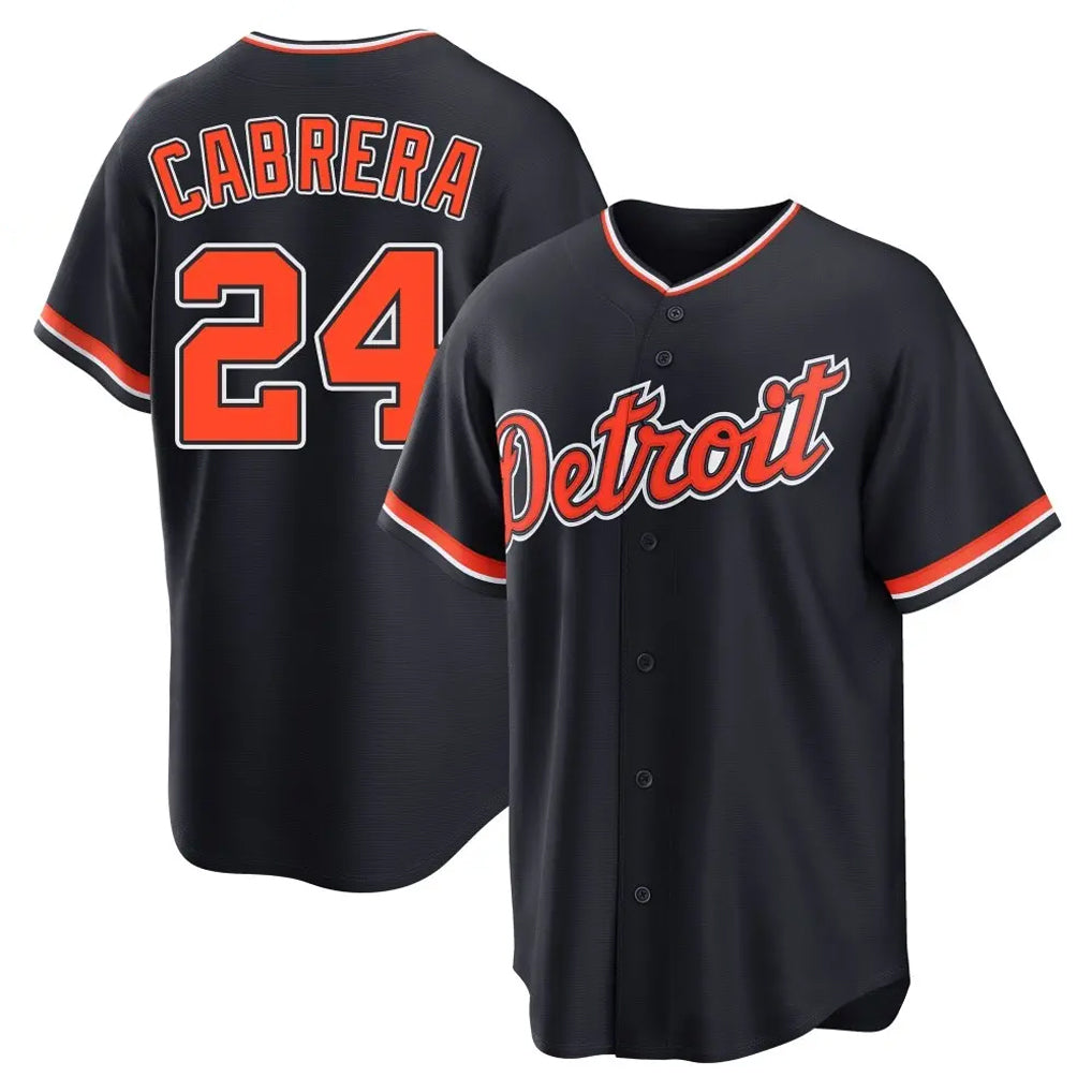 Pouc D.Tigers #24 Miguel Cabrera Player Navy Home Game Stitched Jerseys