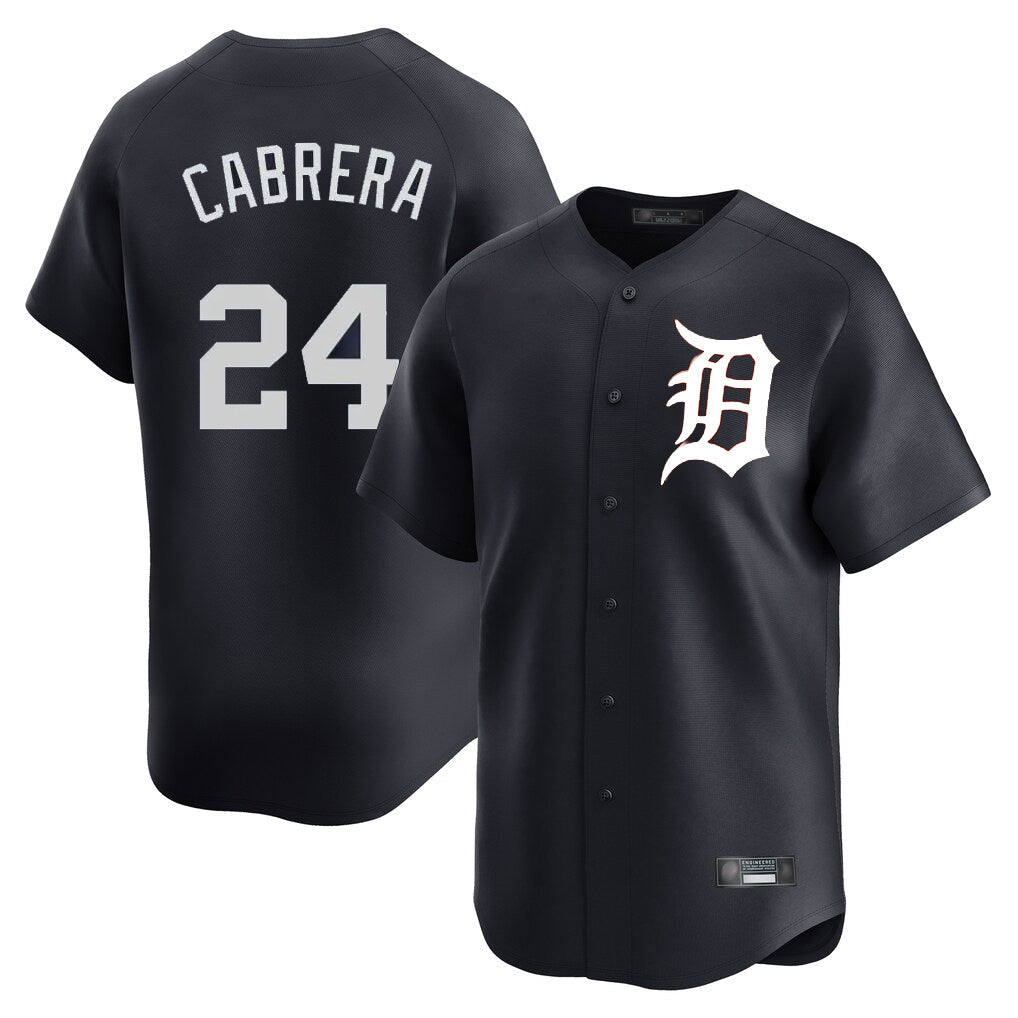 Pouc D.Tigers #24 Miguel Cabrera Player Navy Home Limited Game Stitched Jerseys