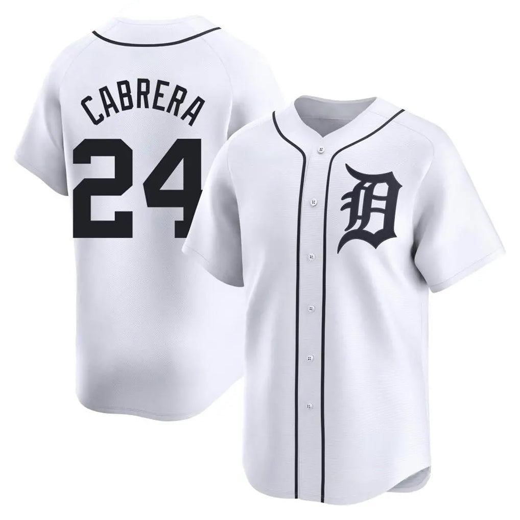 Pouc D.Tigers #24 Miguel Cabrera Player White Home Limited Stitched Jerseys