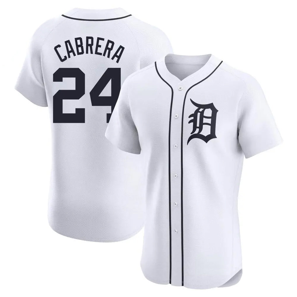 Pouc D.Tigers #24 Miguel Cabrera Player White Limited Elite Home Stitched Jerseys