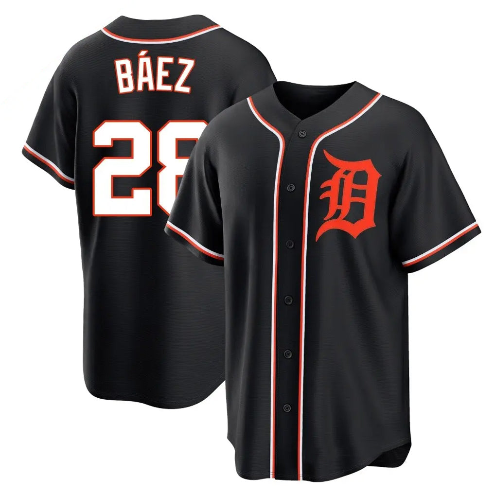 Pouc D.Tigers #28 Javier B¡§¡éez Player Black Fashion Out Home Game Stitched Jerseys