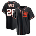 Pouc D.Tigers #28 Javier B¡§¡éez Player Black Fashion Out Home Game Stitched Jerseys