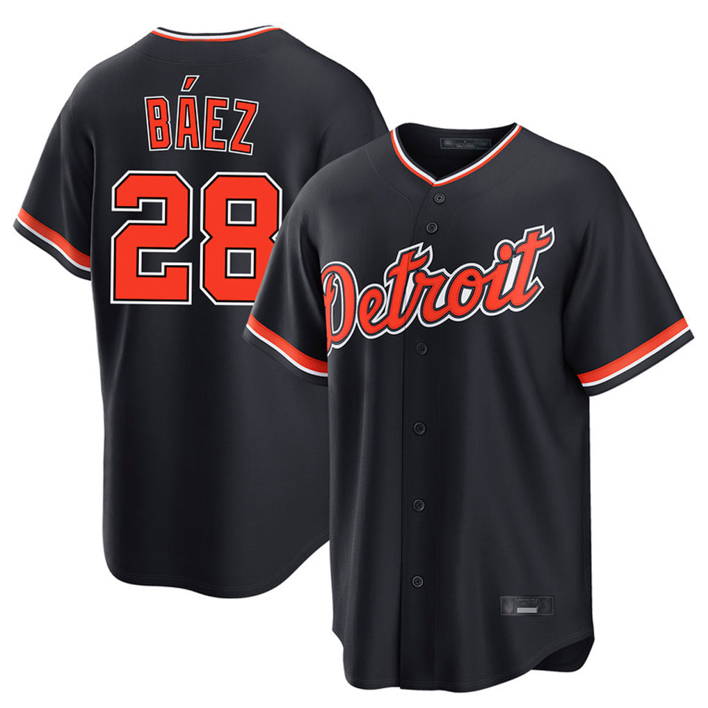 Pouc D.Tigers #28 Javier B¡§¡éez Player Navy Home Game Stitched Jerseys