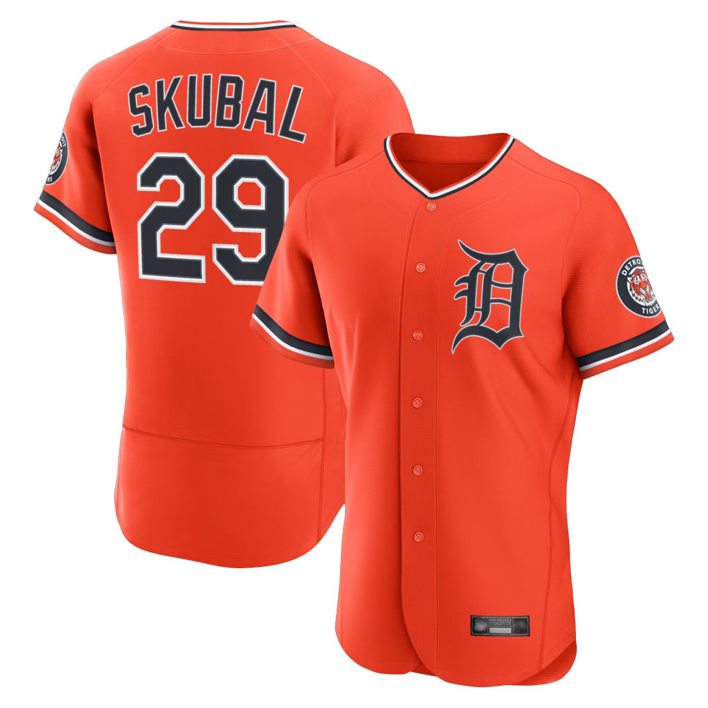 Pouc D.Tigers #29 Tarik Skubal Player Orange Limited Elite Home Stitched Jerseys