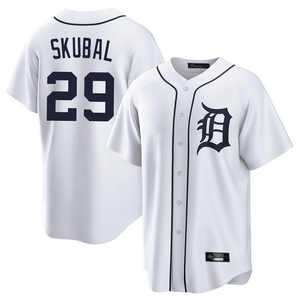 Pouc D.Tigers #29 Tarik Skubal Player White Home Game Stitched Jerseys
