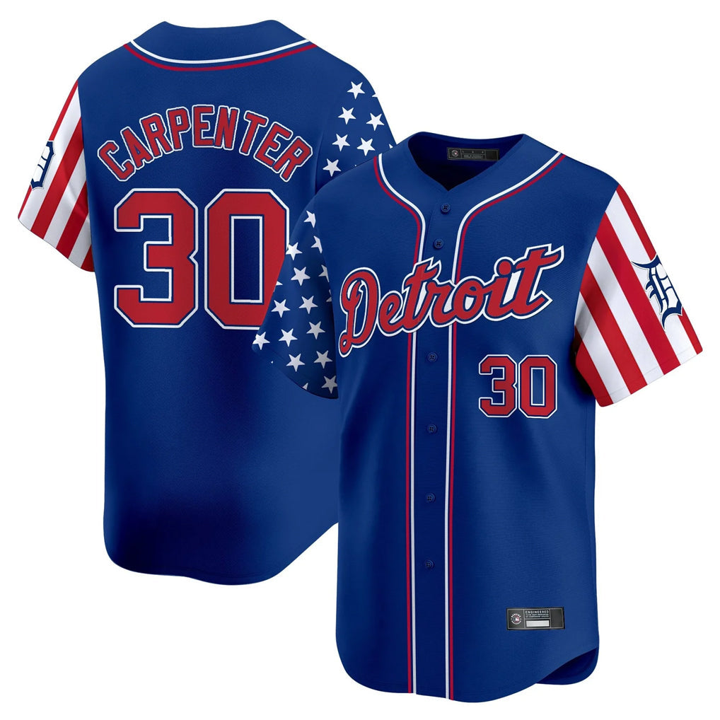 Pouc D.Tigers #30 Kerry Carpenter Player Royal Independence Day Vapor Premier Limited Stitched Jerseys
