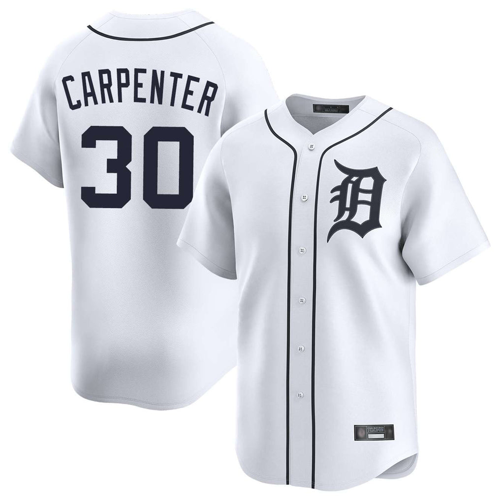 Pouc D.Tigers #30 Kerry Carpenter Player White Home Limited Stitched Jerseys