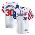 Pouc D.Tigers #30 Kerry Carpenter Player White Independence Day Vapor Premier Limited Stitched Jerseys