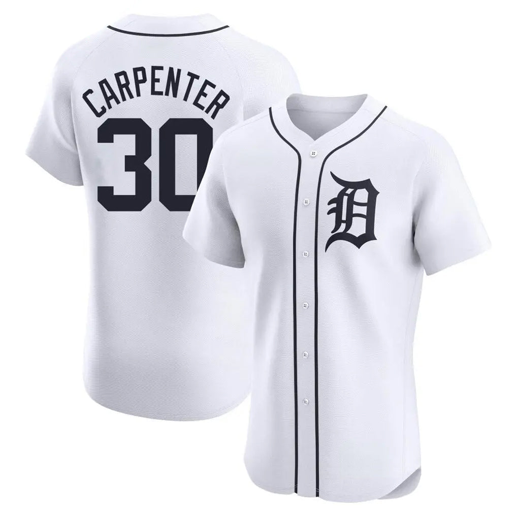 Pouc D.Tigers #30 Kerry Carpenter Player White Limited Elite Home Stitched Jerseys