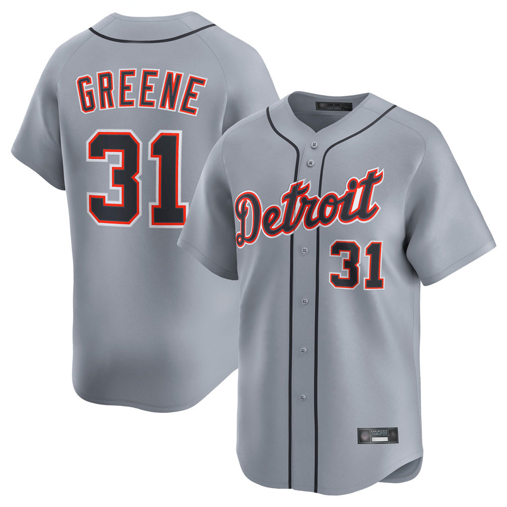 Pouc D.Tigers #31 Riley Greene Player Gray Home Limited Stitched Jerseys