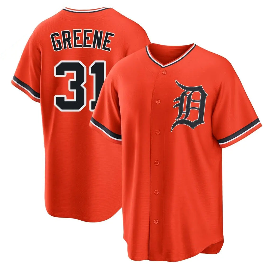 Pouc D.Tigers #31 Riley Greene Player Orange Home Game Stitched Jerseys