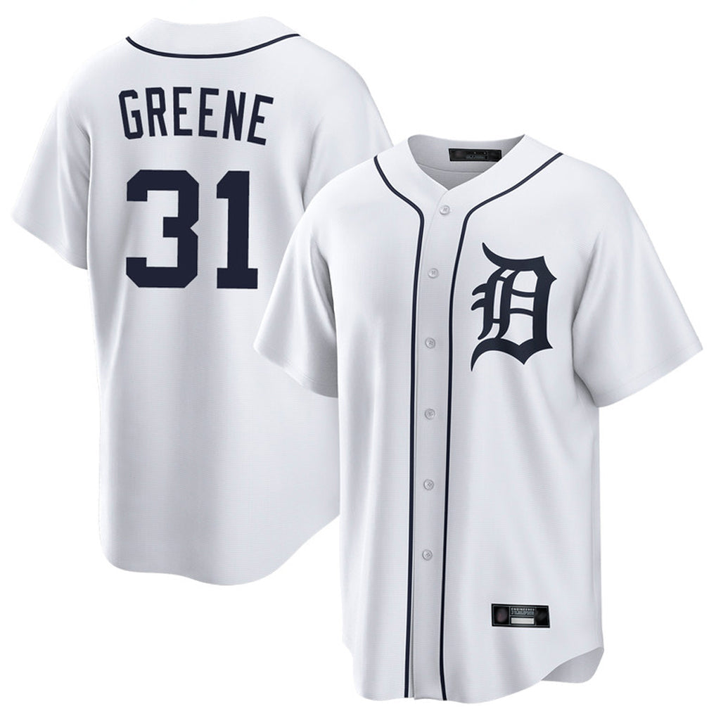 Pouc D.Tigers #31 Riley Greene Player White Home Game Stitched Jerseys