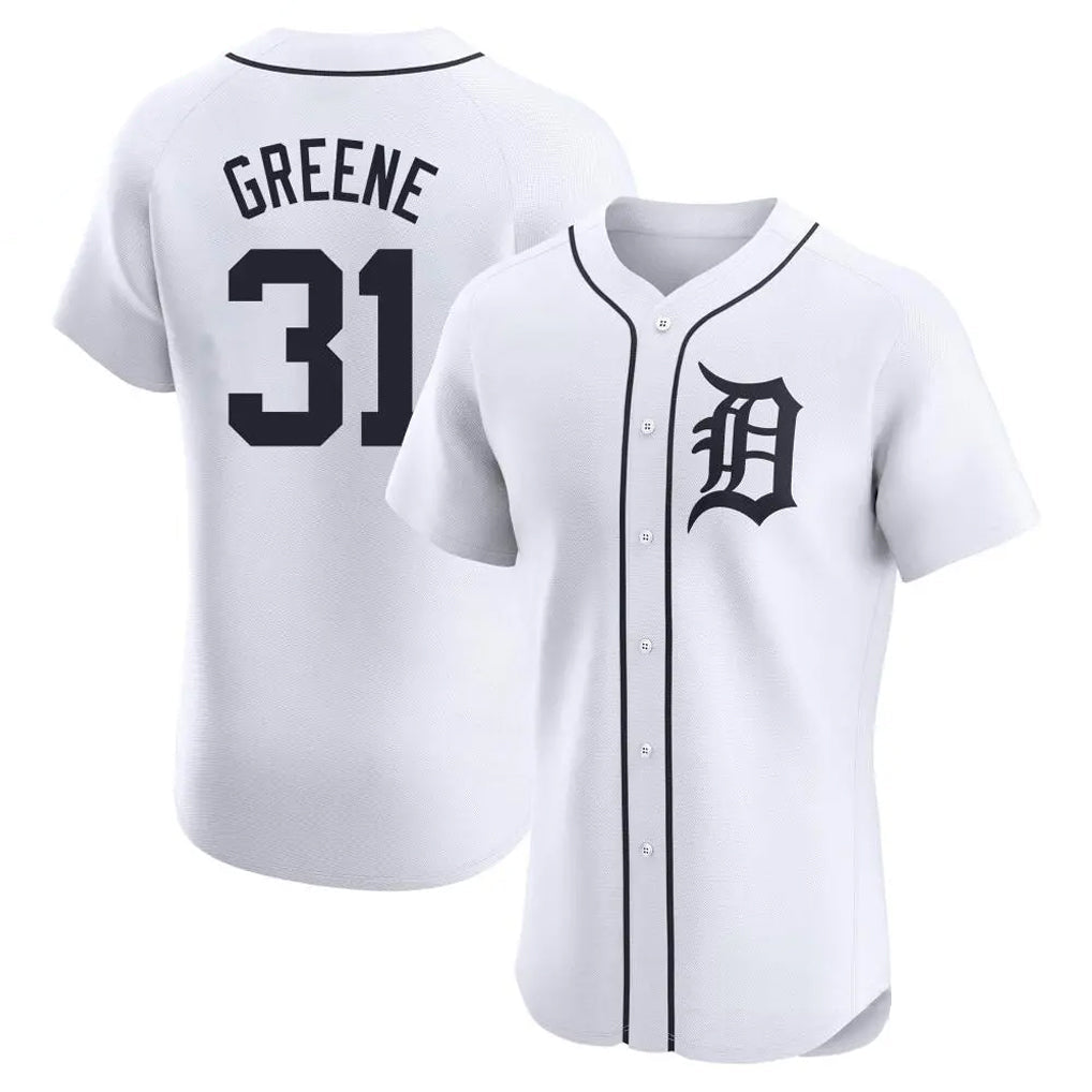 Pouc D.Tigers #31 Riley Greene Player White Limited Elite Home Stitched Jerseys