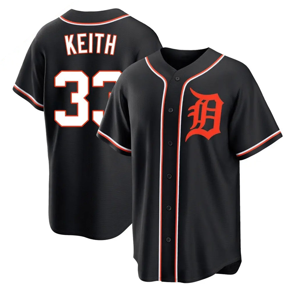 Pouc D.Tigers #33 Colt Keith Player Black Fashion Out Home Game Stitched Jerseys