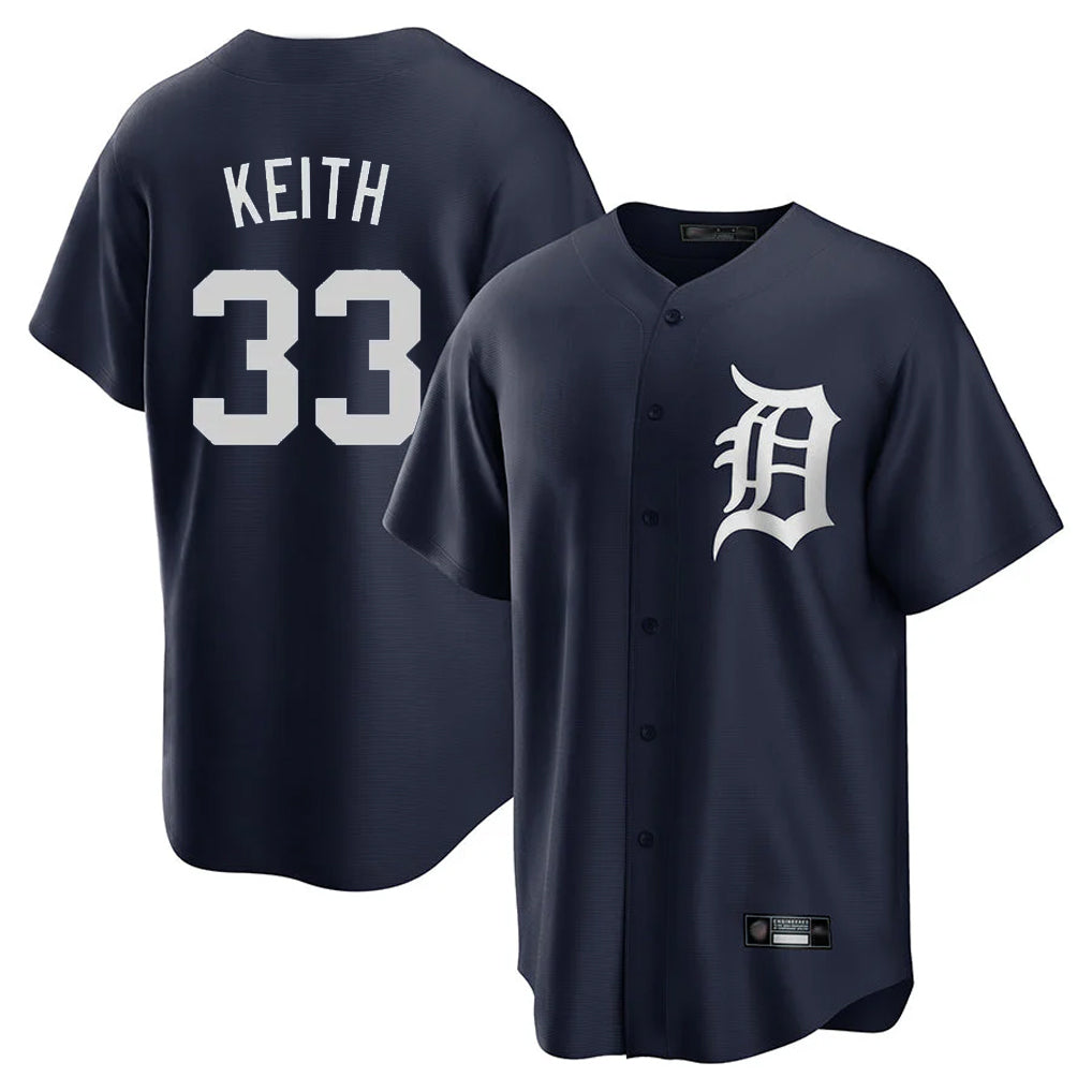 Pouc D.Tigers #33 Colt Keith Player Navy Game Home Stitched Jerseys