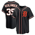 Pouc D.Tigers #35 Justin Verlander Player Black Fashion Out Home Game Stitched Jerseys