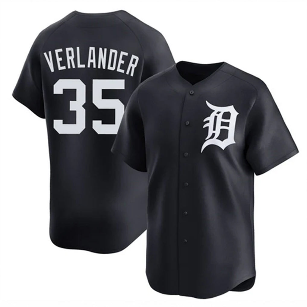 Pouc D.Tigers #35 Justin Verlander Player Navy Home Limited Game Stitched Jerseys