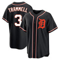 Pouc D.Tigers #3 Alan Trammell Player Black Fashion Out Home Game Stitched Jerseys