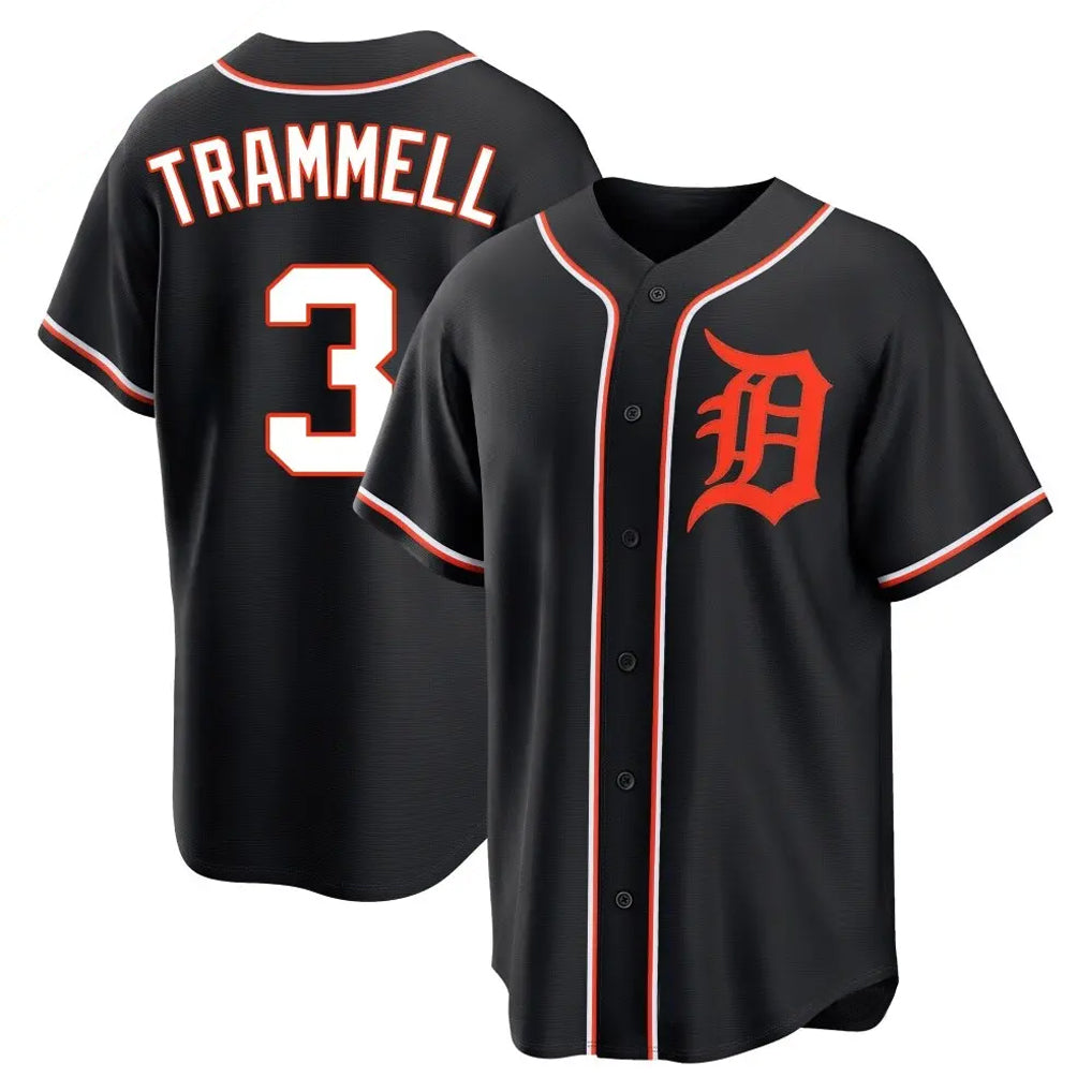 Pouc D.Tigers #3 Alan Trammell Player Black Fashion Out Home Game Stitched Jerseys
