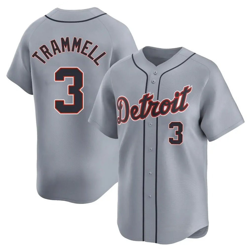 Pouc D.Tigers #3 Alan Trammell Player Gray Home Limited Stitched Jerseys