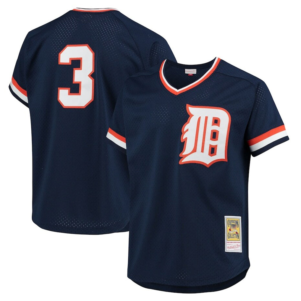 Pouc D.Tigers #3 Alan Trammell Player Mitchell & Ness Navy 1984 Mesh Batting Practice  T-shirt Stitched Jerseys