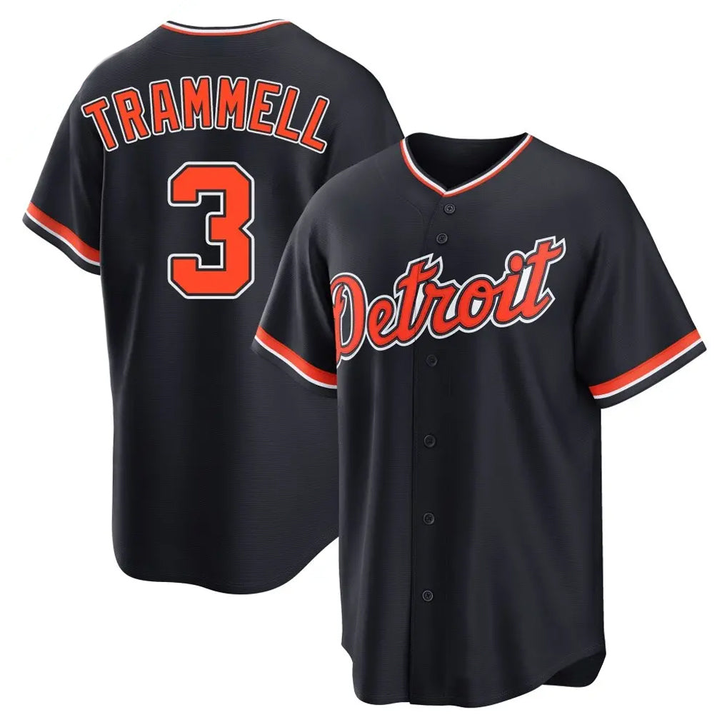 Pouc D.Tigers #3 Alan Trammell Player Navy Home Game Stitched Jerseys