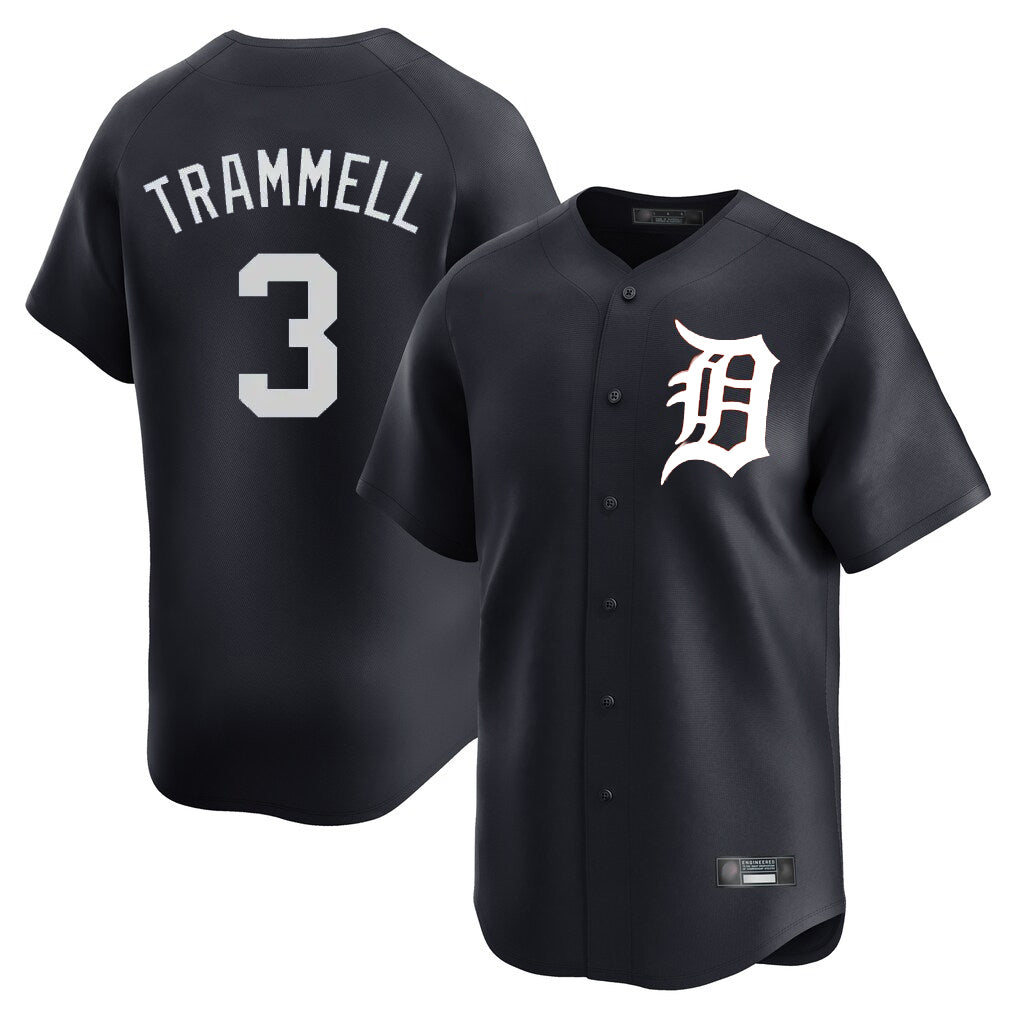 Pouc D.Tigers #3 Alan Trammell Player Navy Home Limited Game Stitched Jerseys