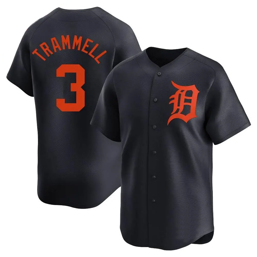 Pouc D.Tigers #3 Alan Trammell Player Navy Home Limited Stitched Jerseys