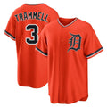 Pouc D.Tigers #3 Alan Trammell Player Orange Home Game Stitched Jerseys