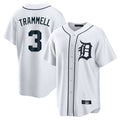 Pouc D.Tigers #3 Alan Trammell Player White Home Game Stitched Jerseys