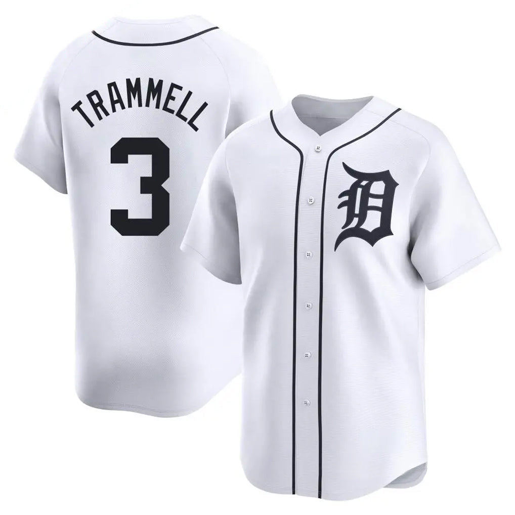 Pouc D.Tigers #3 Alan Trammell Player White Home Limited Stitched Jerseys