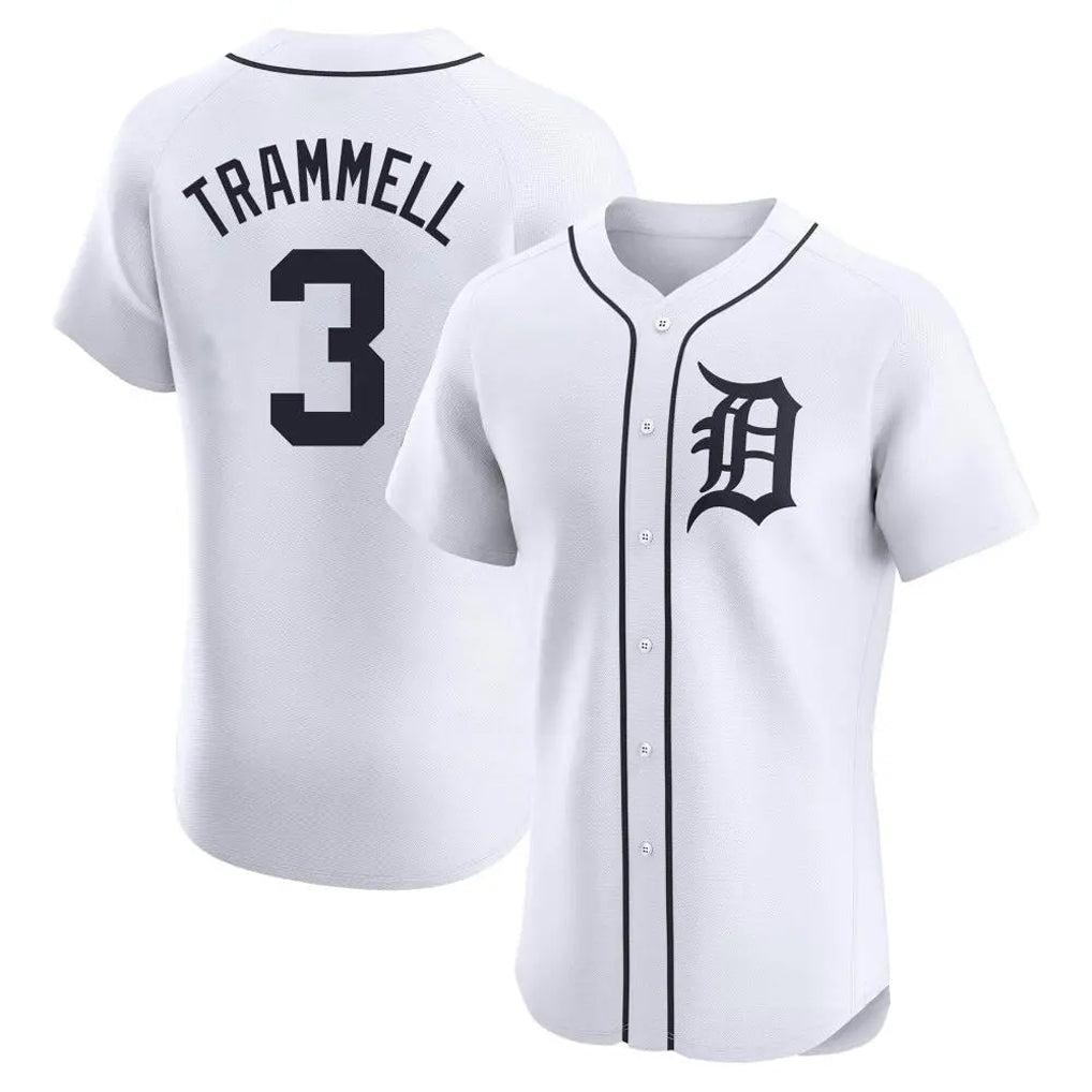 Pouc D.Tigers #3 Alan Trammell Player White Limited Elite Home Stitched Jerseys