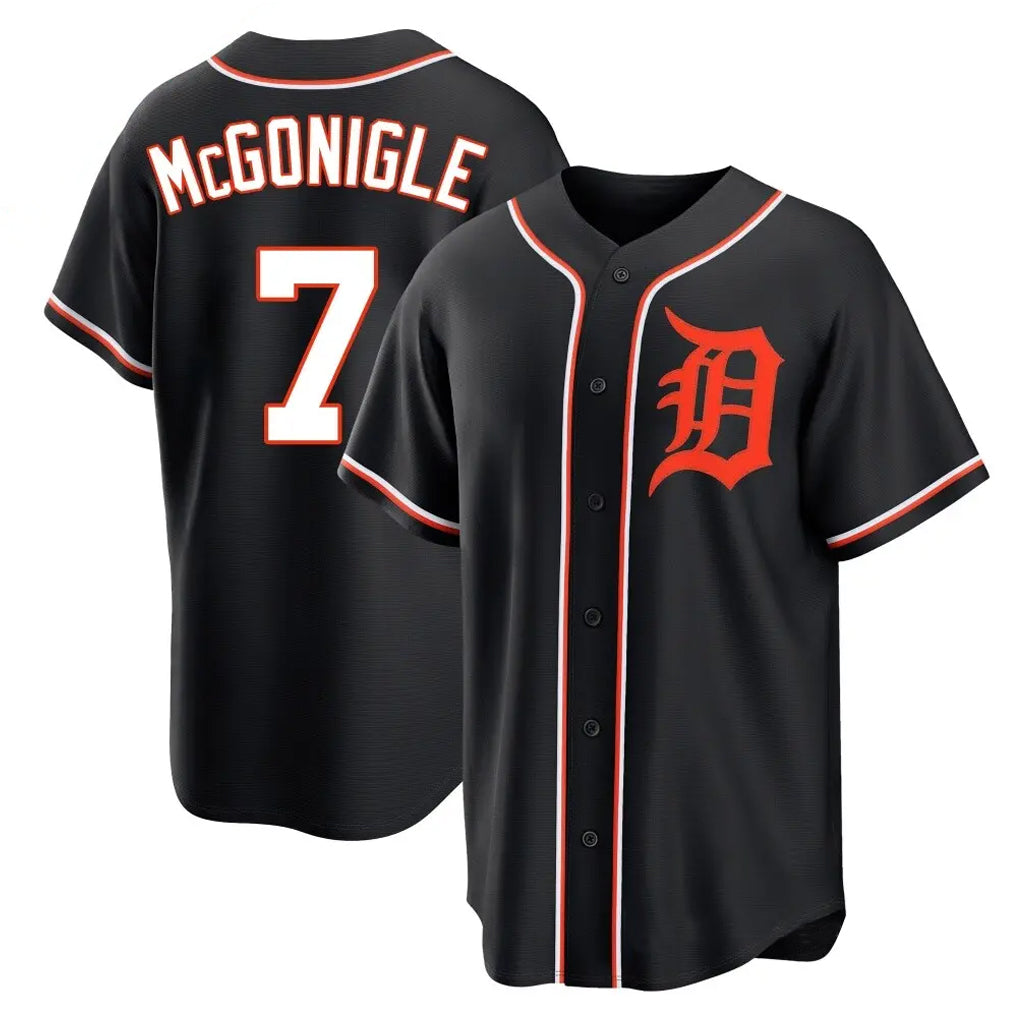 Pouc D.Tigers #7 Kevin McGonigle Player Black Fashion Out Home Game Stitched Jerseys