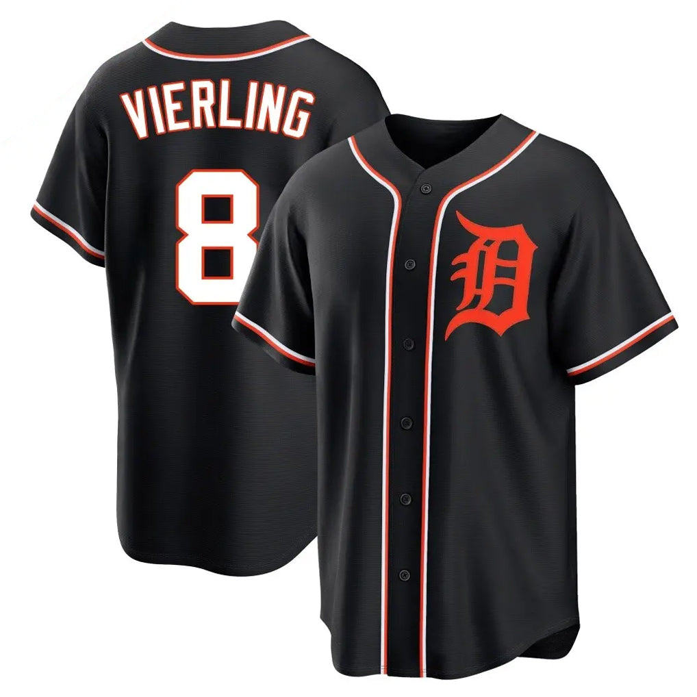 Pouc D.Tigers #8 Matt Vierling Player Black Fashion Out Home Game Stitched Jerseys