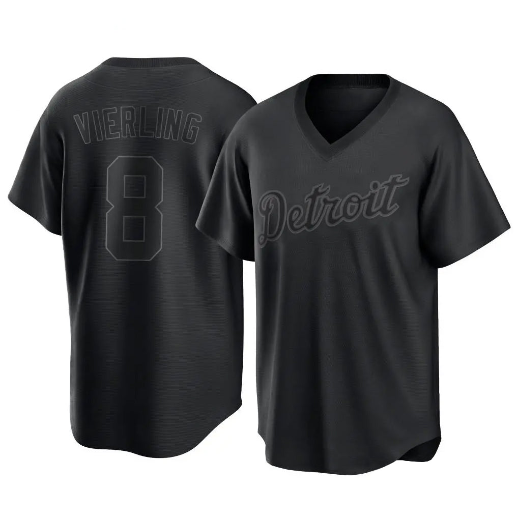 Pouc D.Tigers #8 Matt Vierling Player Black T-shirt Home Game Stitched Jerseys