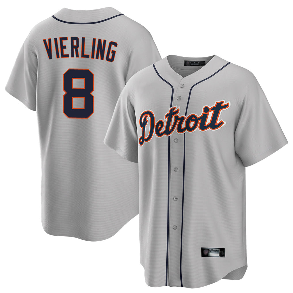 Pouc D.Tigers #8 Matt Vierling Player Gray Home Game Stitched Jerseys