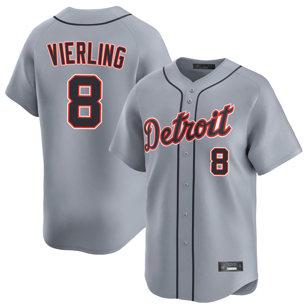 Pouc D.Tigers #8 Matt Vierling Player Gray Home Limited Stitched Jerseys
