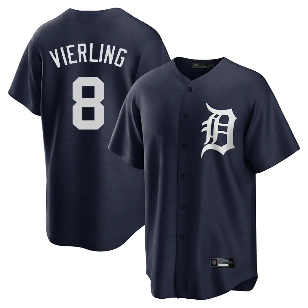 Pouc D.Tigers #8 Matt Vierling Player Navy Game Home Stitched Jerseys