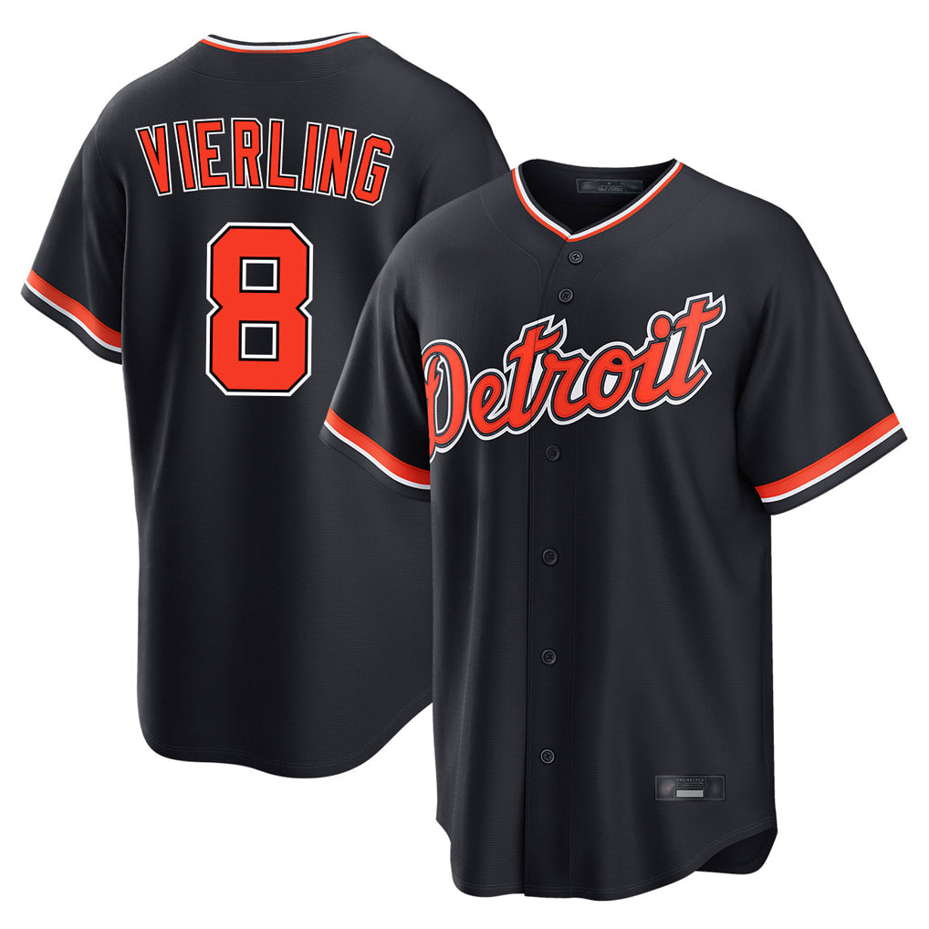 Pouc D.Tigers #8 Matt Vierling Player Navy Home Game Stitched Jerseys