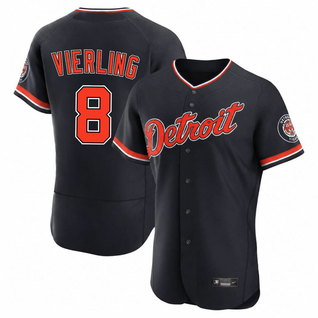 Pouc D.Tigers #8 Matt Vierling Player Navy Limited Elite Home Game Stitched Jerseys