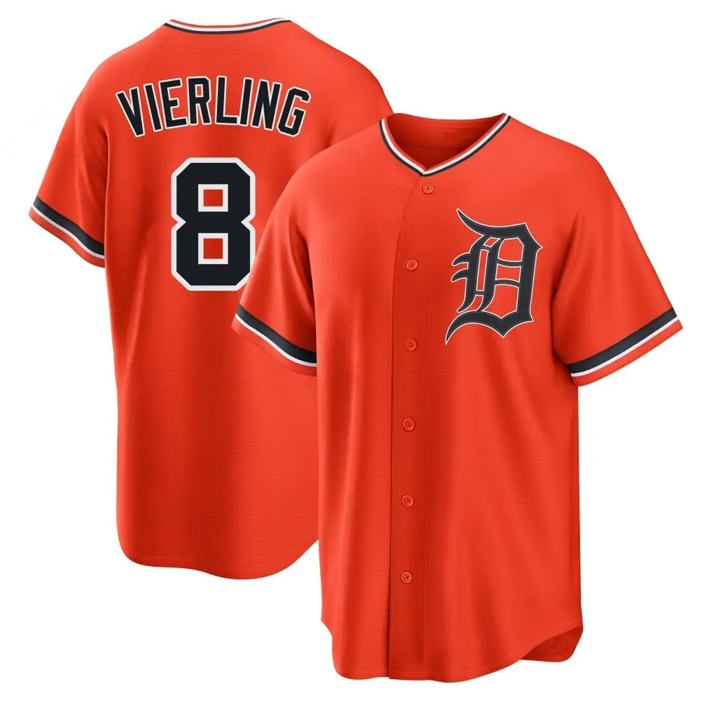 Pouc D.Tigers #8 Matt Vierling Player Orange Home Game Stitched Jerseys