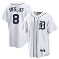 Pouc D.Tigers #8 Matt Vierling Player White Home Game Stitched Jerseys