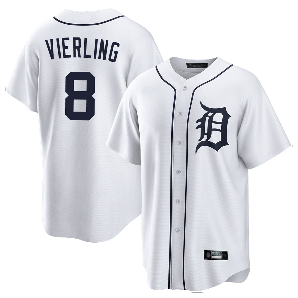 Pouc D.Tigers #8 Matt Vierling Player White Home Game Stitched Jerseys