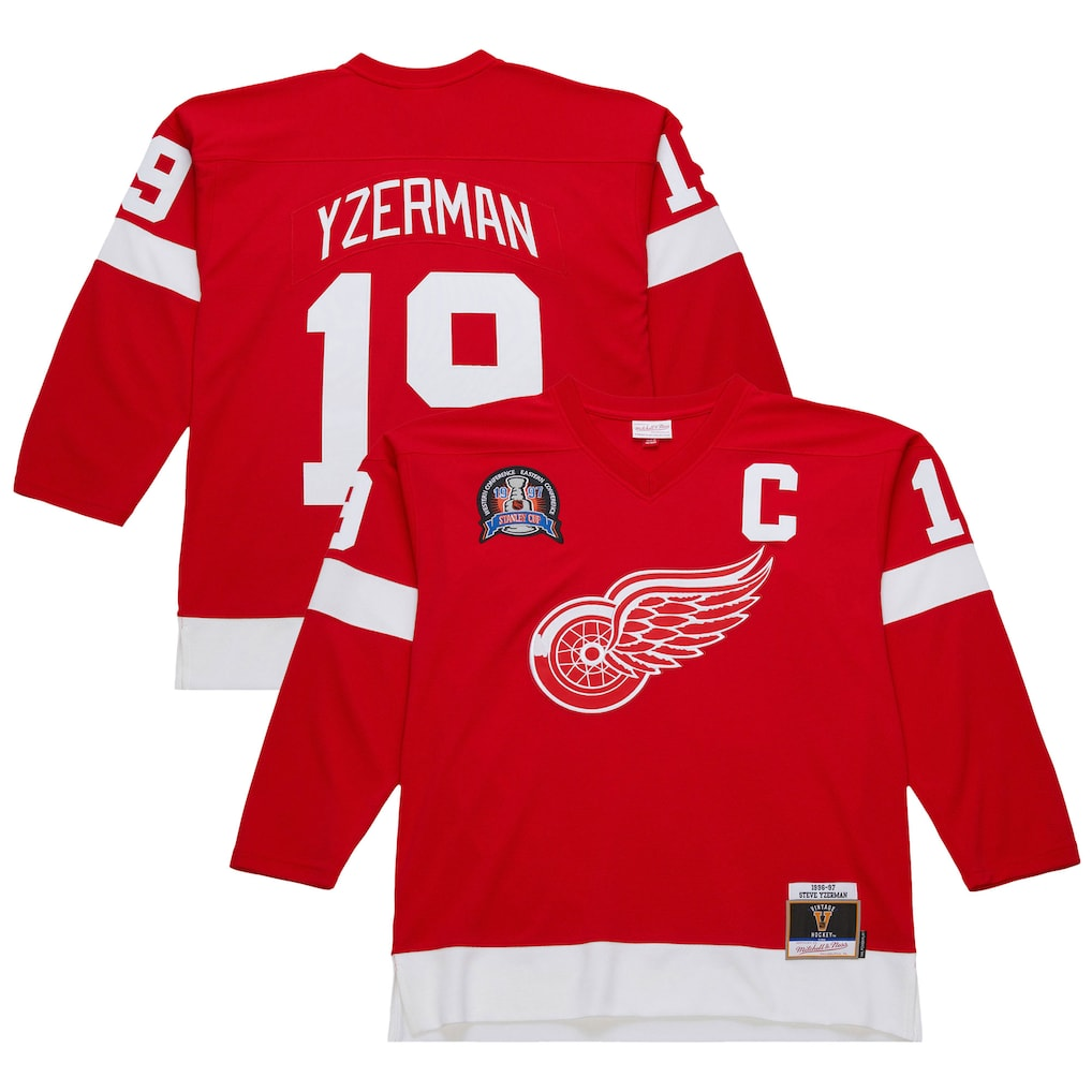 Pouc D.Red wings #19 Steve Yzerman Scarlet 1996-97 Power Play Jerseys