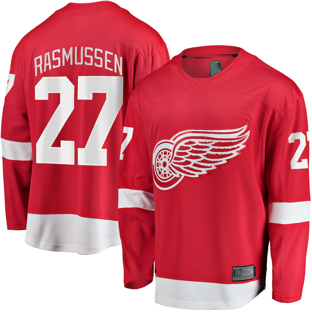 Pouc D.Red wings #27 Michael Rasmussen Red Home Breakaway Player Jerseys