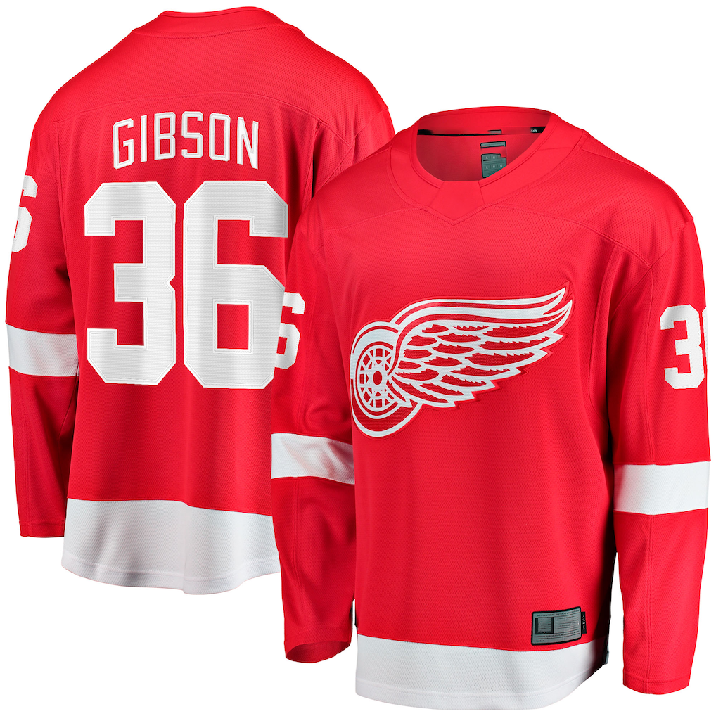 Pouc D.Red wings #36 John Gibson Red Home Breakaway Jerseys