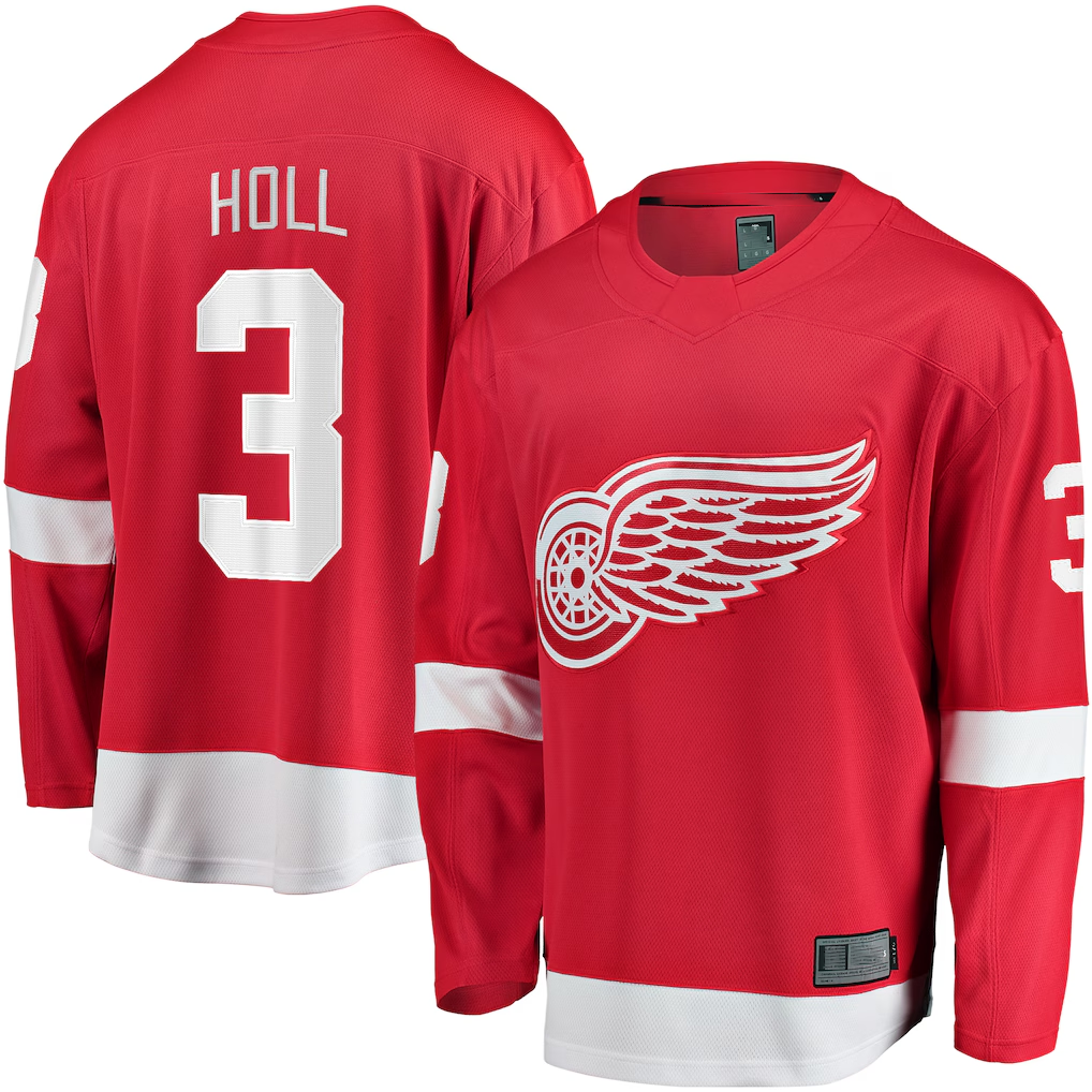 Pouc D.Red wings #3 Justin Holl Red Home Breakaway Jerseys
