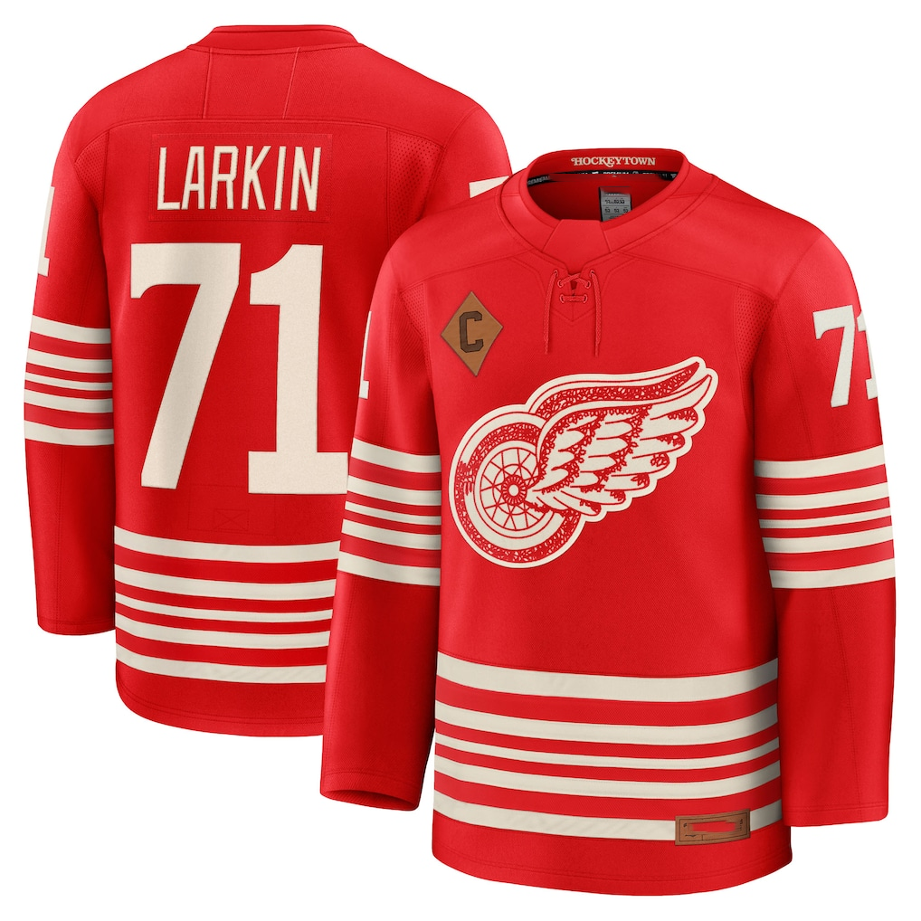 Pouc D.Red wings #71 Dylan Larkin Red Centennial Premium Player Jerseys