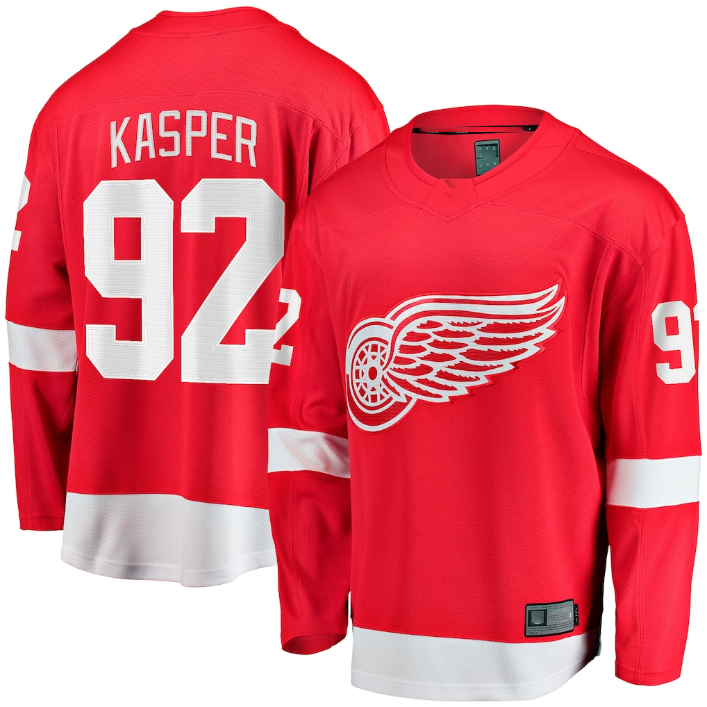 Pouc D.Red wings #92 Marco Kasper Red Home Breakaway Jerseys