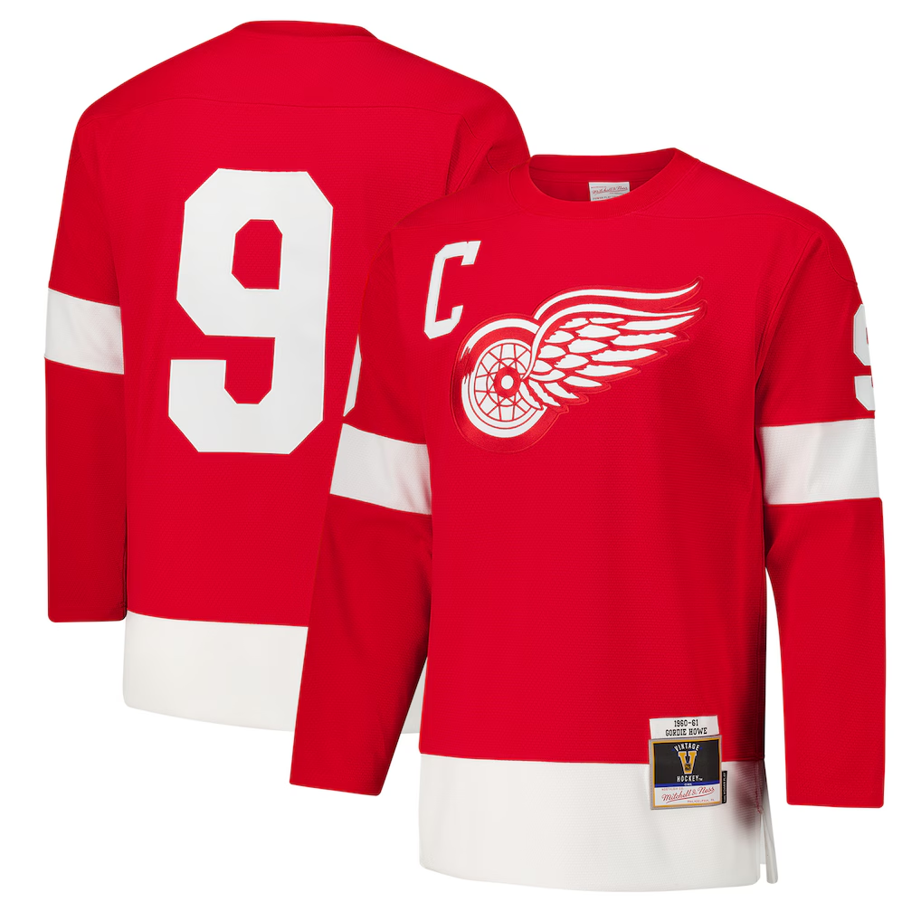 Pouc D.Red wings #9 Gordie Howe Red 1960-61 Power Play Jerseys